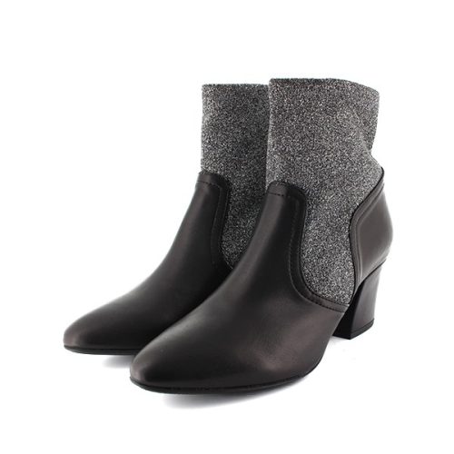 ラヴェニュー(L'avenue) 19710ソックスブーツラメブラックシルバーヒールブーツ