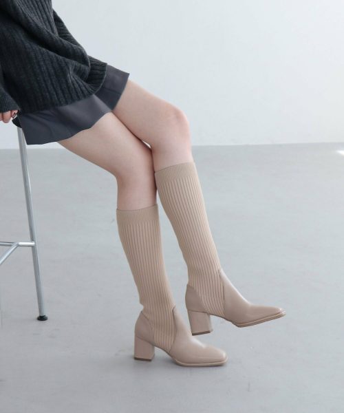 イーボル(EVOL) ソフトニットスクエアロングブーツ