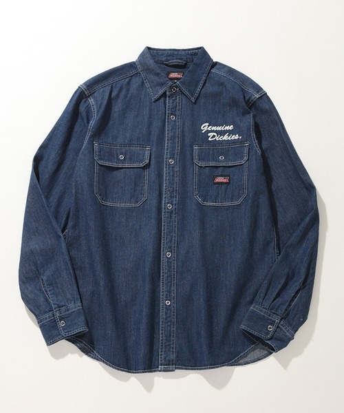 ディッキーズ(Dickies) ジェニュインディッキーズ TCツイル ロゴ刺繍 ロングスリーブワークシャツ