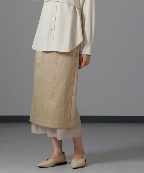 ナノ・ユニバース(NANO universe) レザーライクサテンスカート