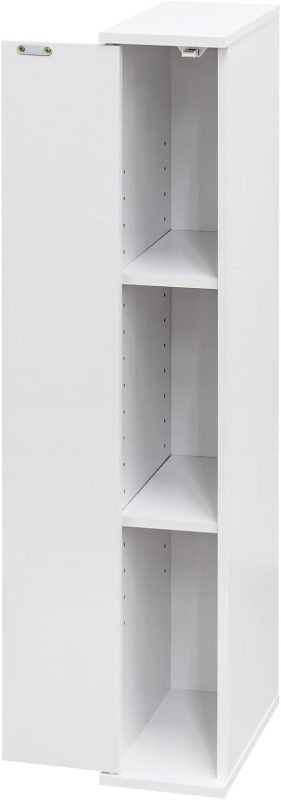 オットスタイル(ottostyle.jp) 隙間収納 スリムラック 15cm 扉付き 3段 ロータイプ 左開きタイプ