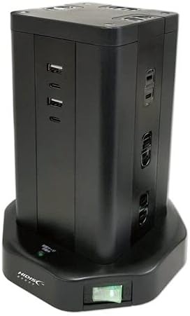 ハイディスク(HIDISC) タワー型USB付電源タップ HD-AC12C2U2BK 2021