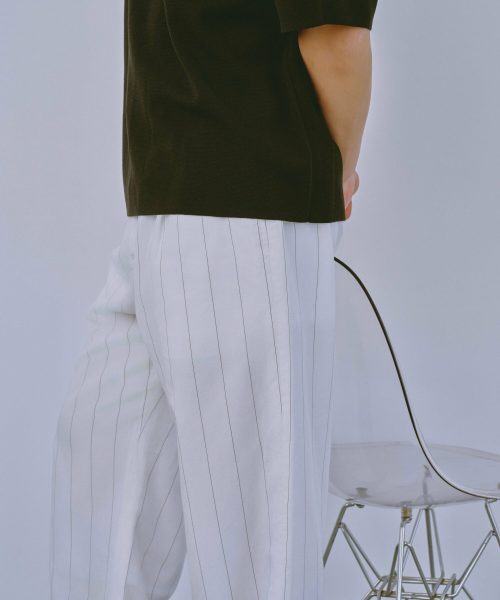 ナノユニバース(nano･universe) リネンブレンドピンストライプ1タックパンツ