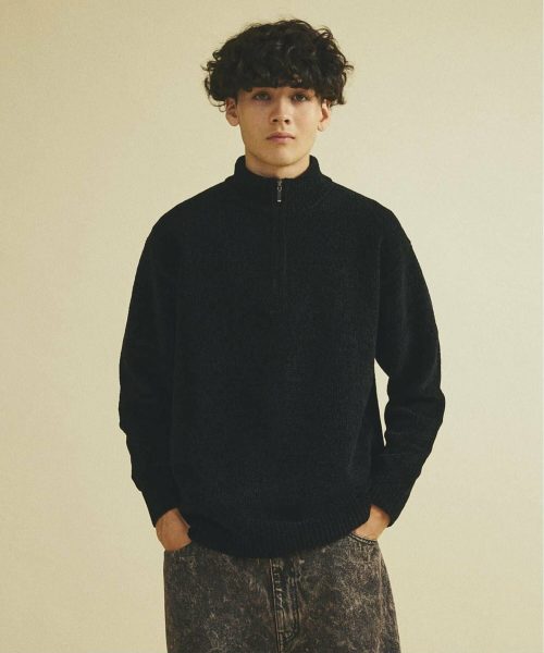 フォーワンセブンエディフィス(417 EDIFICE) モールニット ハーフジッププルオーバー