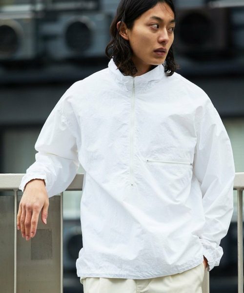 フリークスストア(FREAK’S STORE) リラックスフィットナイロンハーフジップブルゾン ソリッド