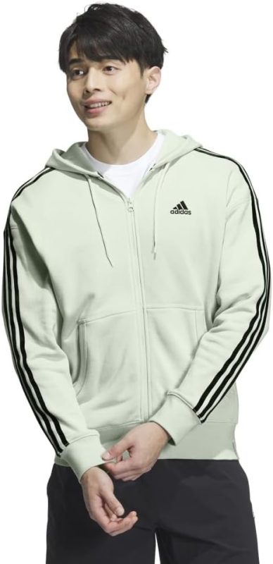 アディダス(adidas) エッセンシャルズ プラス ルーズフィット スリーストライプス フレンチテリー フルジップパーカー