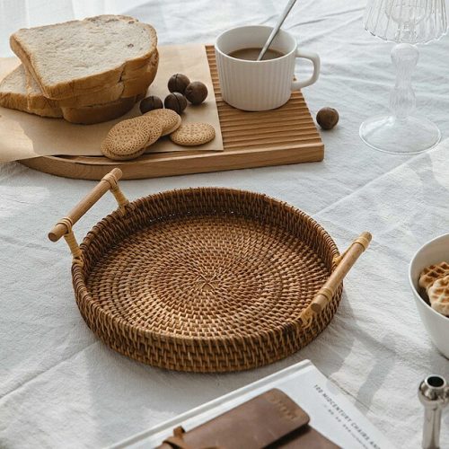 ART OF BLACK ラタン カフェトレイ 24cm