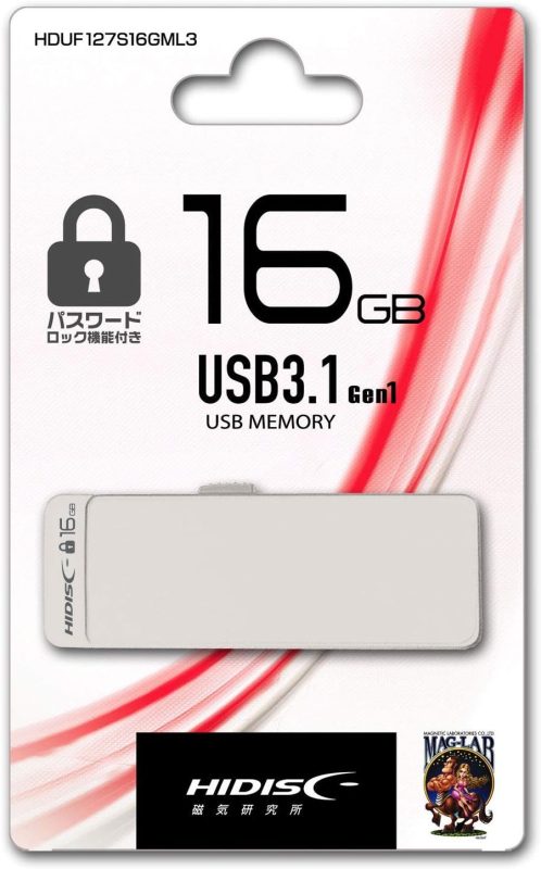 ハイディスク(HIDISC) パスワードロック機能付きフラッシュドライブ HDUF127S16GML3 2019