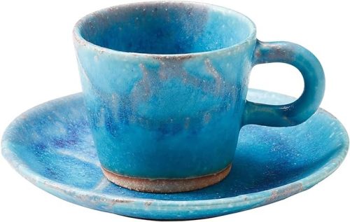 丸伊製陶 信楽焼 へちもん 露草 プチ コーヒー碗皿 MR-3-3277