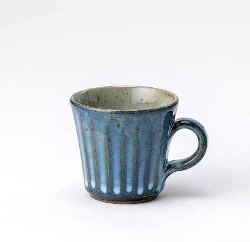 鴻月(KOU-GETSU) 青萩彫 デミカップ コーヒー カップ 信楽焼 3-3323