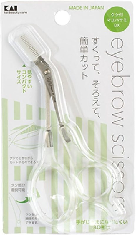 貝印 クシ付きマユハサミDX クリア