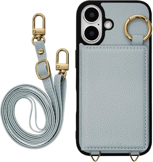 ラスタバナナ iPhone16 ミラー+カードポケット ショルダーストラップ付き TPU背面ケース 2024