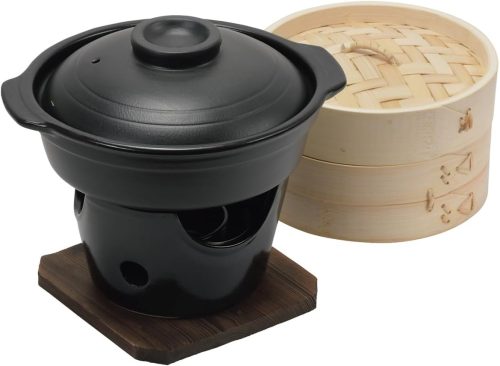 パール金属(PEARL METAL) 和ごころ懐石 せいろ付陶器製鍋コンロ付セット HB-5412