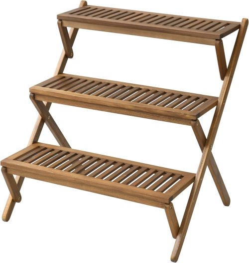 山善(YAMAZEN) ガーデンラック 3段 木製 MPS-3