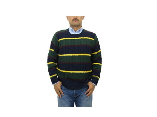 ポロラルフローレン(Polo Ralph Lauren) Men`s Cotton Border Cable Crew Sweater