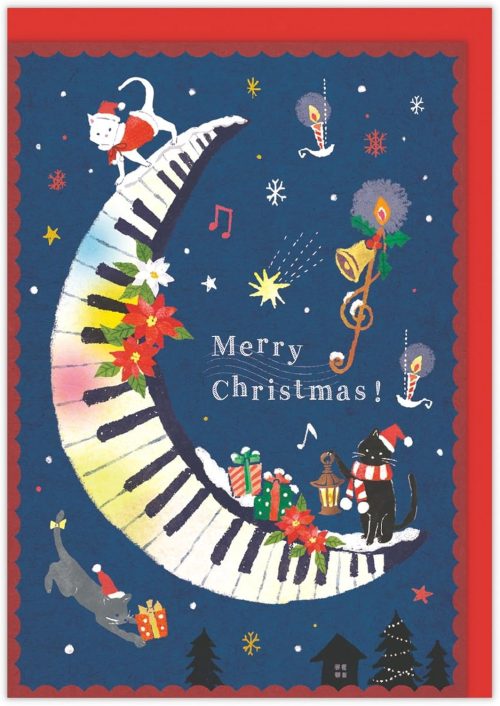 ホールマーク(Hallmark) クリスマスカード サンタ猫と月 836863