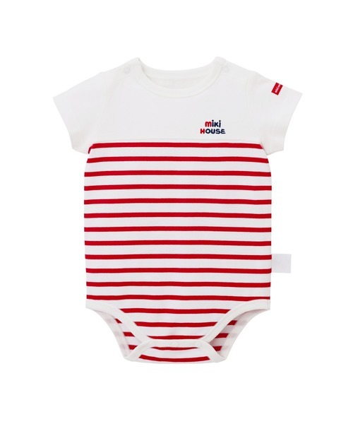 ミキハウス(MIKIHOUSE) ロゴボーダー半袖ボディシャツ 42-1502-387