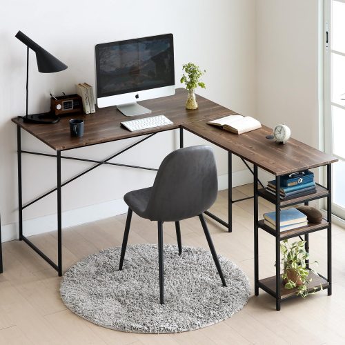 モダンデコ(MODERN DECO) L字型タイプ 木目調パソコンデスク dr01