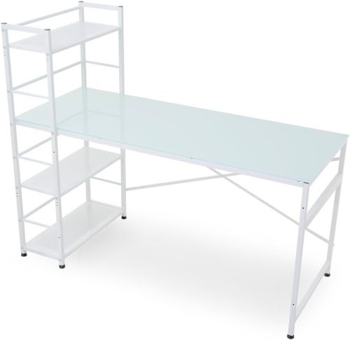 ロウヤ(LOWYA) パソコンデスク 収納ラック一体型 強化ガラス 幅140.5cm F809_G1002_200G