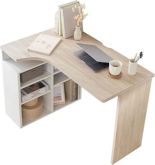 ロウヤ(LOWYA) L字型パソコンデスク 棚付き 幅100cm