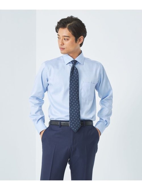 ユナイテッドアローズ グリーンレーベルリラクシング(UNITED ARROWS green label relaxing) コットン ヘリンボーン ショートワイドカラー ドレスシャツ