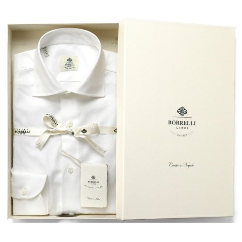 ルイジ・ボレッリ(LUIGI BORRELLI) コットンカルゼ セミワイドカラーシャツ LUCIANO