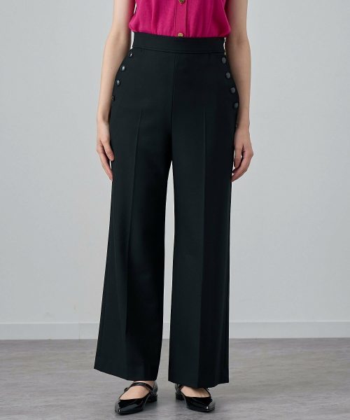 アナイ(ANAYI) ツイル裏起毛サイドボタンパンツ