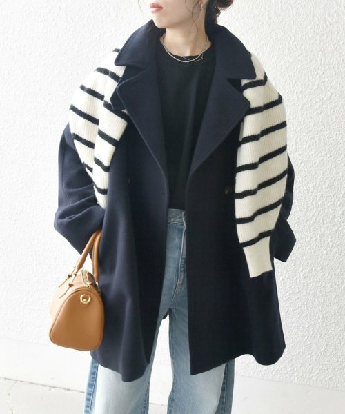 シップスエニィ(SHIPS any) スタンド&ダブル カラー コート 24FW