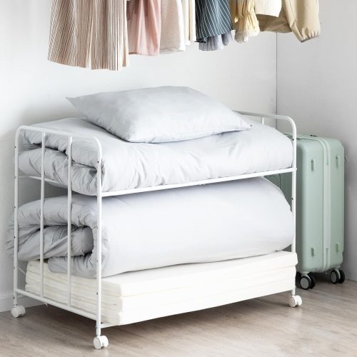 タンスのゲン 布団収納ラック 2段 高さ調節 キャスター付き 84300007