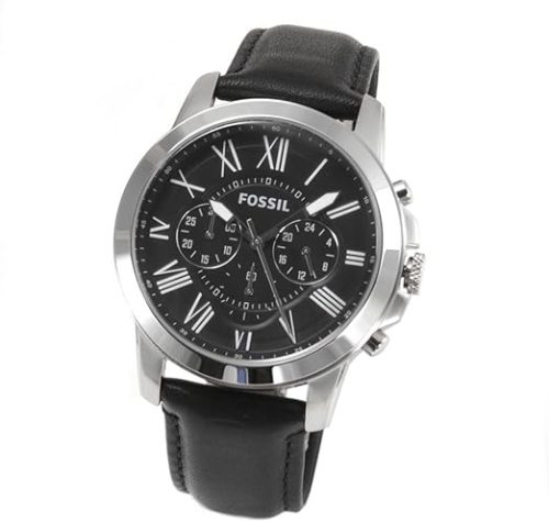 フォッシル(Fossil) GRANT クロノグラフ ブラック レザーウォッチ FS4812