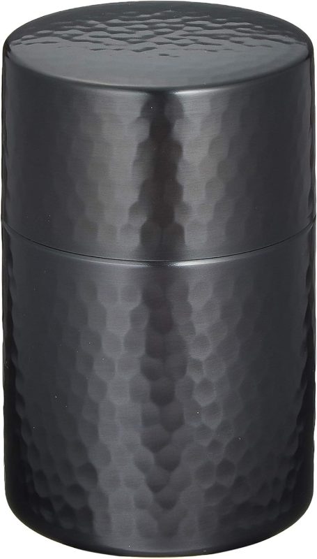 新光金属 新光堂作 黒銅仕上鎚目茶筒 BC-106