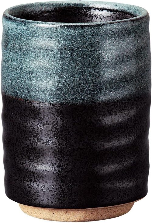 宗峰窯 磁器 寿司湯のみ 黒水晶 487-31-433