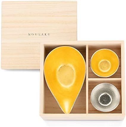 能作(NOUSAKU) 片口 大 金箔・ぐい呑 錫・金箔セット 桐箱入 e00237