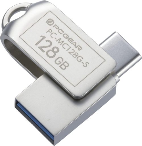 オーム電機(OHM) PCGEAR USBメモリー 128GB Type-C & Type-A対応 PC-MC128G-S