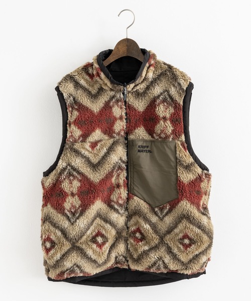 クリフメイヤー(KRIFF MAYER) 柄ボアひっくりボアベスト