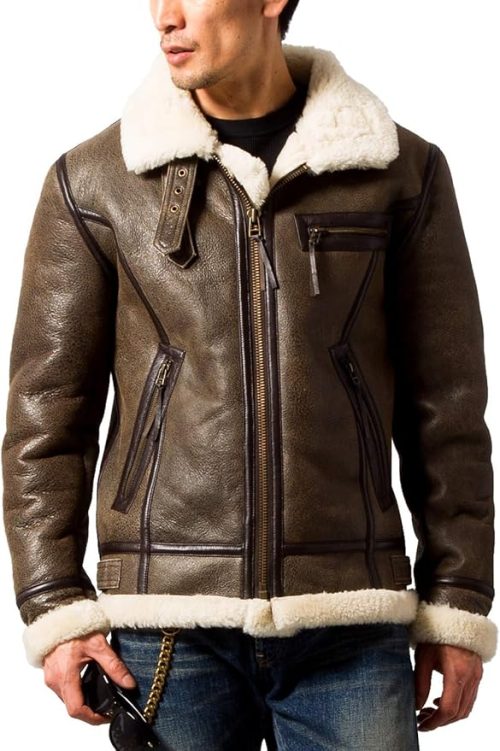 リューグーレザーズ(Liugoo Leathers) 本革 B-3タイプライダース ムートンジャケット