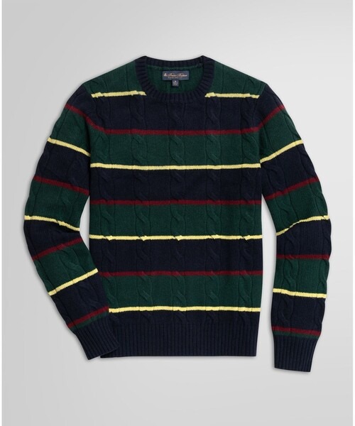 ブルックスブラザーズ(Brooks Brothers) メリノウール ケーブル ストライプ クルーネックセーター