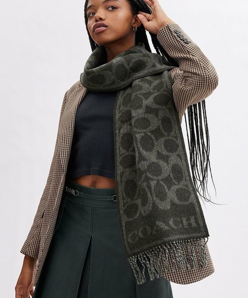 コーチ(COACH) リバーシブル シグネチャー カシミヤ マフラー