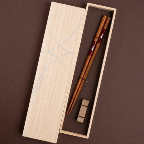 マツ勘(MATSUKAN) 六角ひさご市松 中 砂岩箸置付 ギフト箱付 S-81078