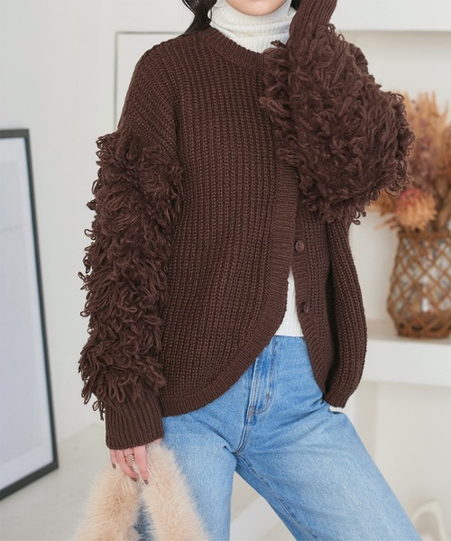 神戸レタス(KOBE LETTUCE) 前後2wayループスリーブニットカーディガン