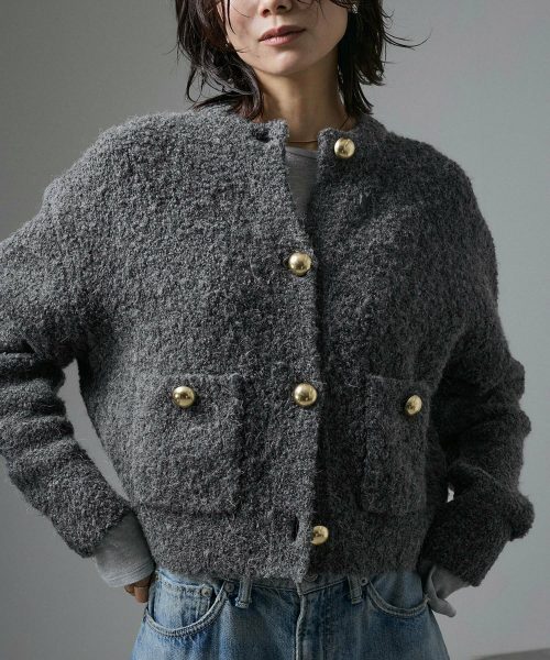 サロンアダムエロペ(SALON adam et ropé) メタルボタンループニットカーディガン
