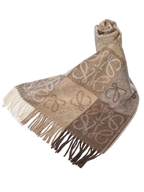 ロエベ(LOEWE) チェッカーボード スカーフ ウール&カシミヤ