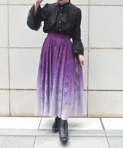 アクシーズファム(axes femme) グラデレースサーキュラースカート