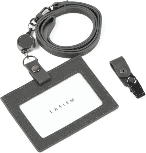 ラシエム(LASIEM) メンズ 本革リールストラップ付きIDカードホルダー