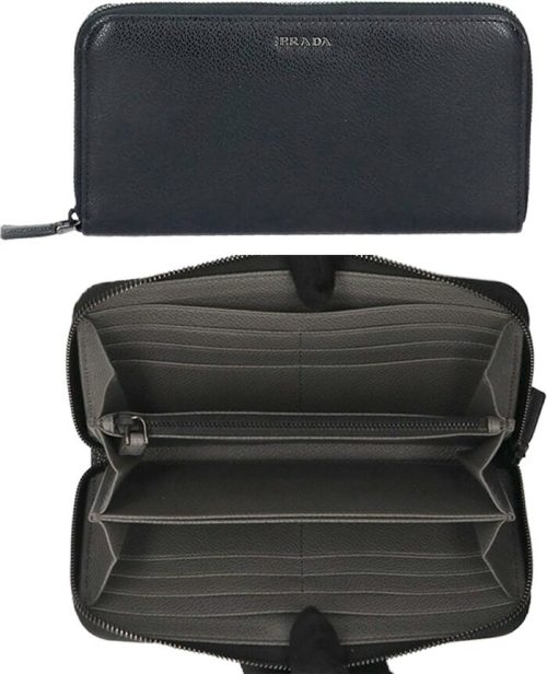 プラダ フラップ式 長財布 バイカラー ブラック ピンク ゴールドロゴ