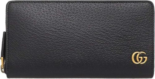 グッチ(GUCCI) GGマーモント カーフ レザー ラウンド ジップ ウォレット
