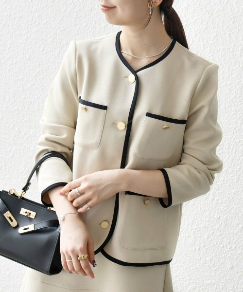 シップスエニィ(SHIPS any) ダブル ジャージー パイピング ジャケット