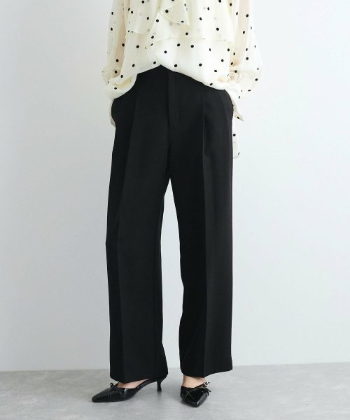 ビス(VIS) 美easy ウーリッシュ2タックワイド スラックスパンツ 洗える