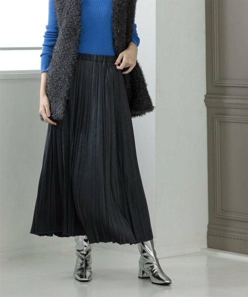 オペークドットクリップ(OPAQUE.CLIP) 5color/S-LLsize フェイクスウェードイージープリーツスカート