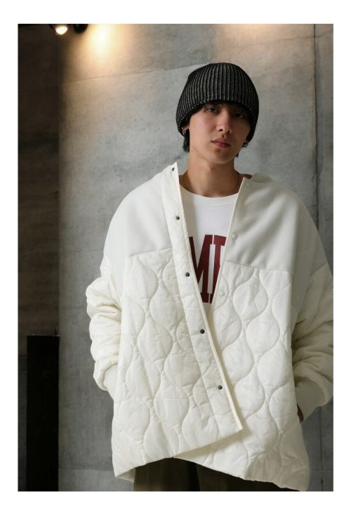ダウンジャケット メンズ 白 おしゃれ キルティングコート 立ち襟